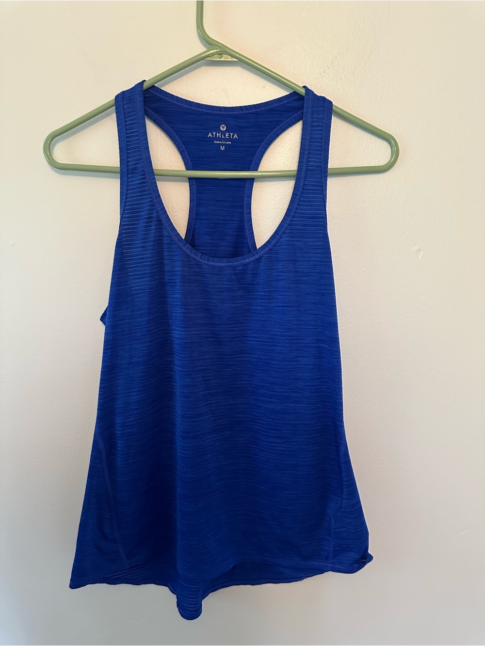 Athleta Bright Royal Blue Textured Stripe Racerback Tank Top Medium Active